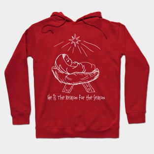 Religious Line Art Christmas He is The Reason for the Season Hoodie